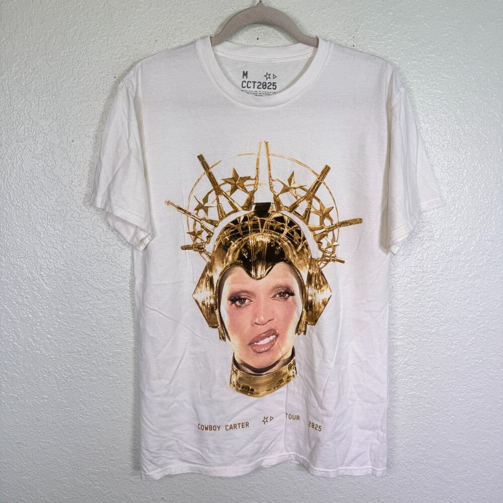 Beyonce Cowboy Carter Shirt Womens Medium Golden Crown Graphic Tee Tour Merch